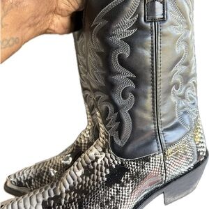 Laredo Black Leather Cowboy Boots